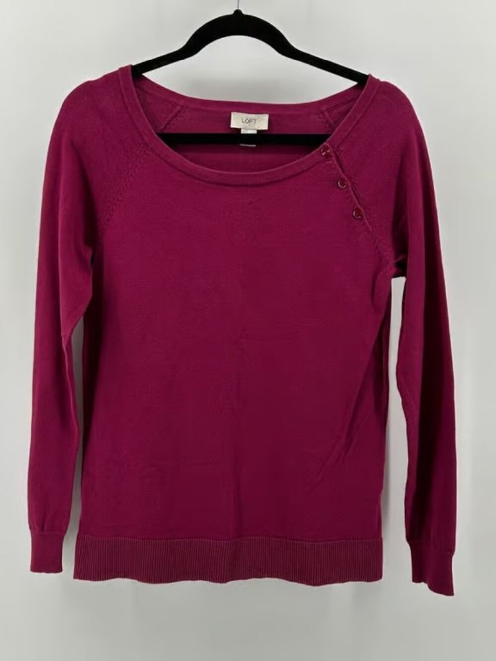 Ann Taylor LOFT Magenta Pink 100% Cotton Lightweight Sweater S Transition Spring